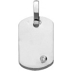 Pendentif Plaque Or Blanc Diamant.