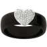 Bague C�ramique Noire Or Blanc Diamants Coeur 0.24 carat(s)