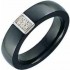Bague C�ramique Noire, Or Blanc, Diamants.