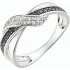 Bague Or Blanc Diamants blancs & noirs.