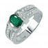 Bague Or blanc Diamants Emeraude.