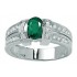 Bague Or blanc Diamants Emeraude.