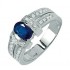Bague Or blanc Diamants Saphir. 