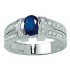 Bague Or blanc Diamants Saphir. 