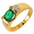Bague Or jaune Diamants  Emeraude.