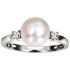 Bague Or Blanc Perle d'Eau douce 8,5mm-Diamants 0.14 carat(s)
