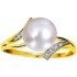 Bague Or Jaune Perle d'Eau Douce 8 mm-Diamants 0.03 carat(s)
