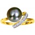 Bague Or Jaune Perle de TAHITI 8,5mm-Diamants
