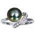 Bague Or Blanc Perle de TAHITI 8,5mm-Diamants 0.06 carat(s)