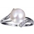 Bague perle d'eau douce Femme Or Blanc Diamants.