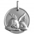 M�daille de bapt�me Ange endormi or blanc 2.20 grammes.